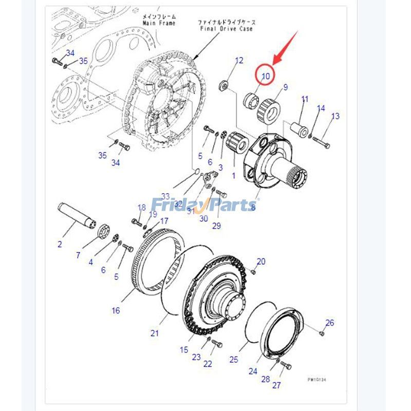 Roulement 17M-09-21140 pour bulldozer Komatsu D275A-2 D275A-5 D275AX-5 D275AX-5E0 D375A-3 D375A-5 D375A-5E0