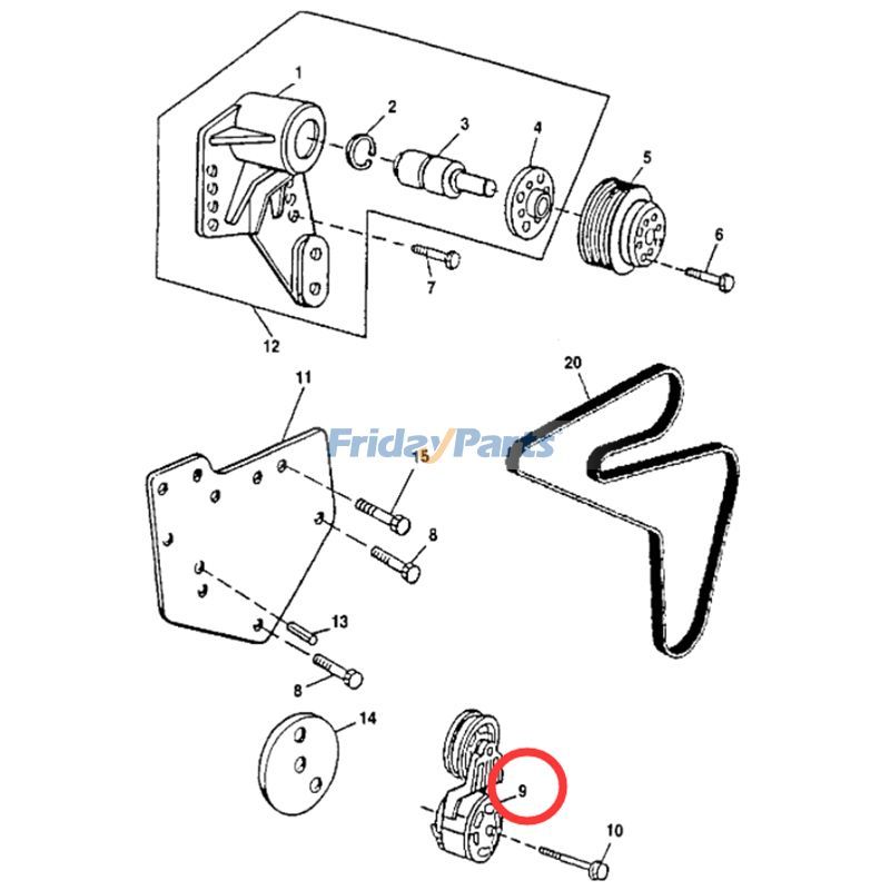 Belt Tensioner RE58852 for John Deere Engine 6081 36125 Tractor 5210 5310 5410 5510 5420 5520 5425 9100 9120 9200 9220 9320 9620 for less