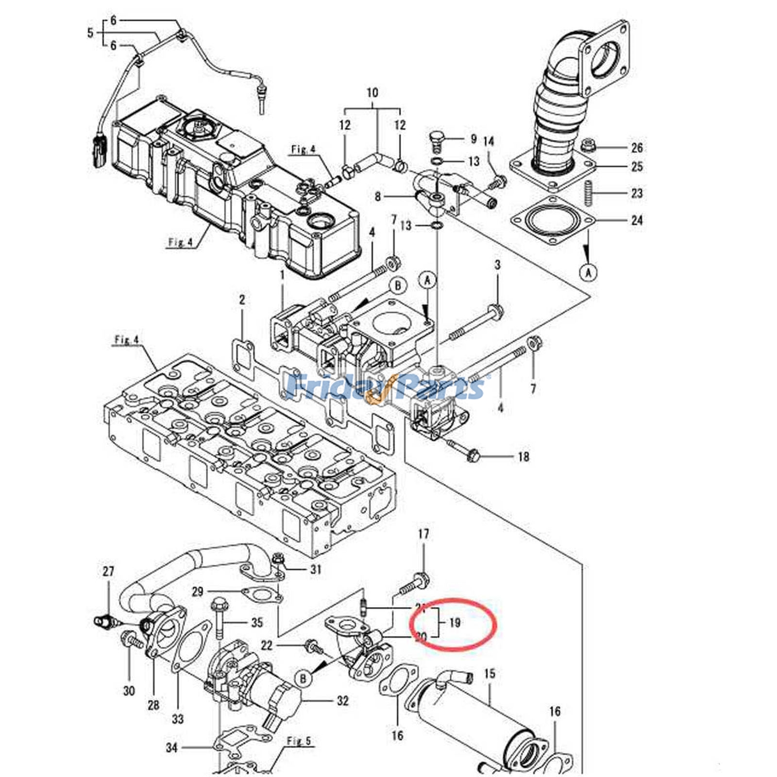 Salida del enfriador de aceite 129E00-13851 para motores Yanmar 4TNV98C y 4TNV98CT, excavadora Komatsu PC80MR-5 y PC80MR-5E0 Para KOMATSU