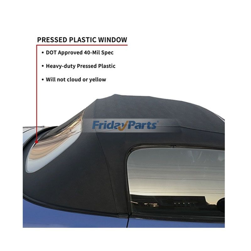 Black Plastic Window Convertible Soft Top for Vehicle