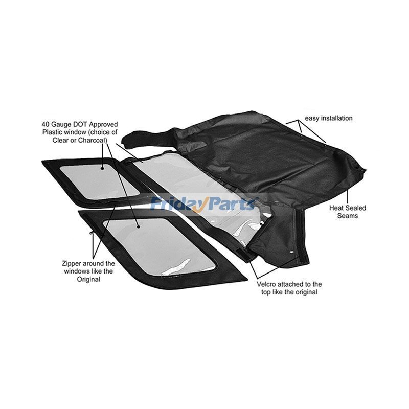 Black Convertible Soft Top T003-2993 for Kia Sportage