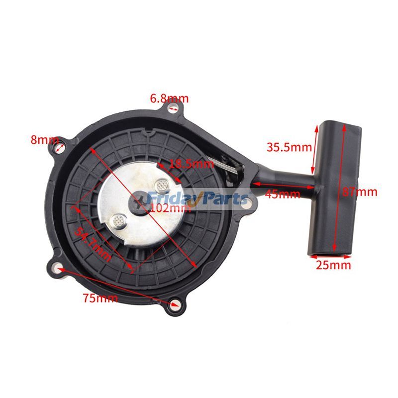 Black Hand Puller Starter for ATV Go-Kart Jeep Tricycle Built-in Reverse Gear for Engine,Vehicle