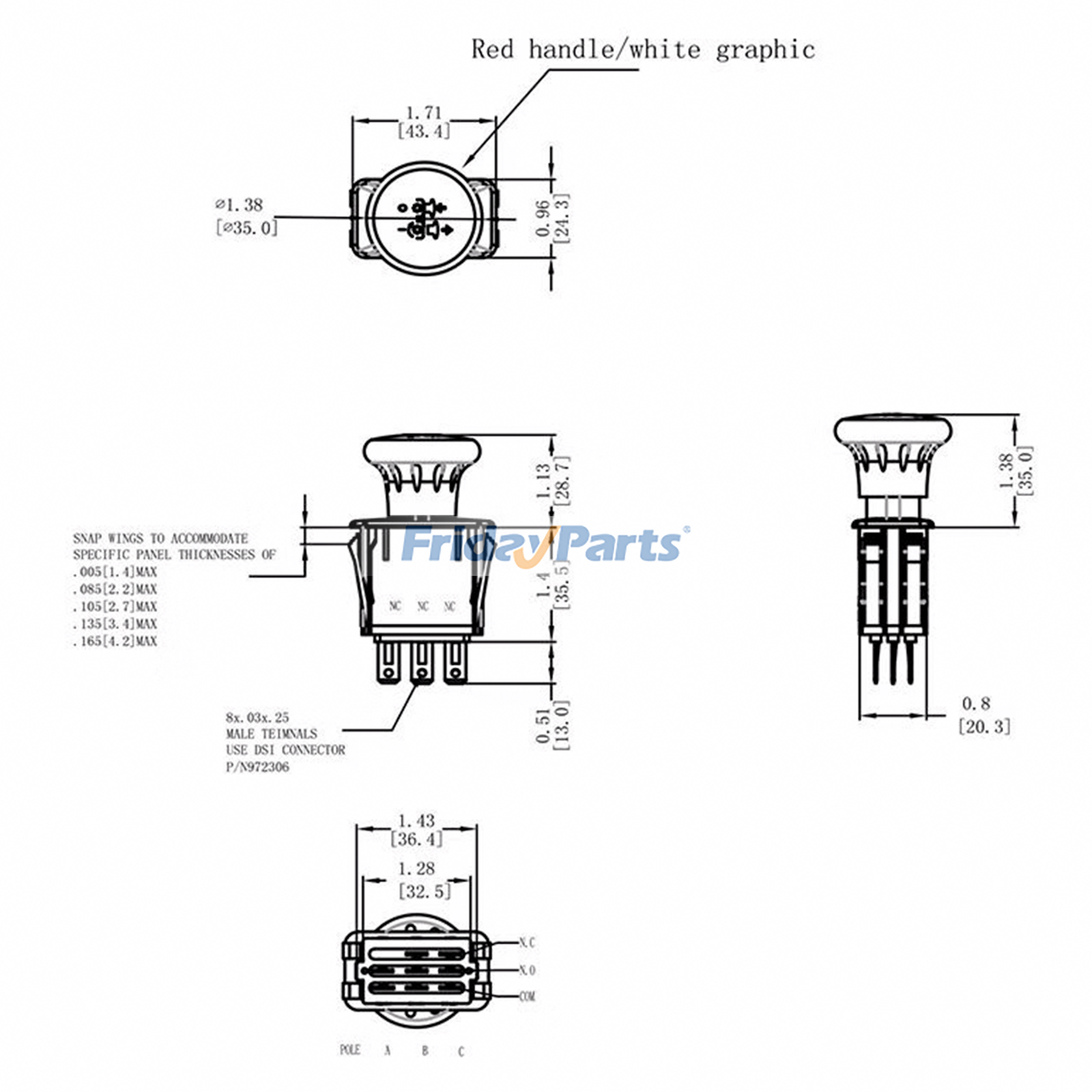 Interrupteur de prise de force d'embrayage de lame de FridayParts