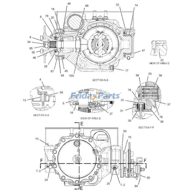Kit de pastilhas de freio 2385273 para Caterpillar CAT TH103 TH220B TH330B TH340B TH350B TH355B TH460B TH560B TH580B FridayParts