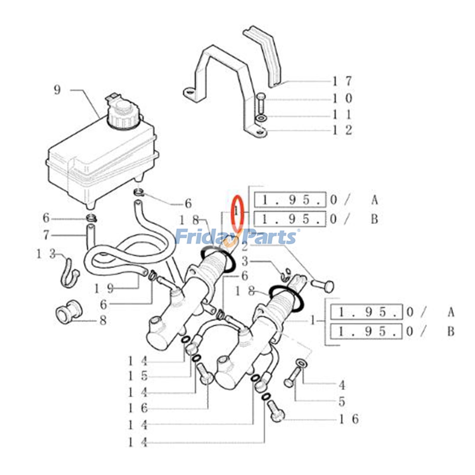 Cilindro maestro de freno 85824114 para cargadora New Holland B110B B110C B110D LB110 LB110.B Tractor 70-56LMS Para New Holland