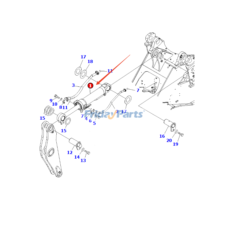 Cilindro de cucharón 707-01-XP550 para cargadora Komatsu WA450-6 WA450-6-W1 WA470-6 Para KOMATSU