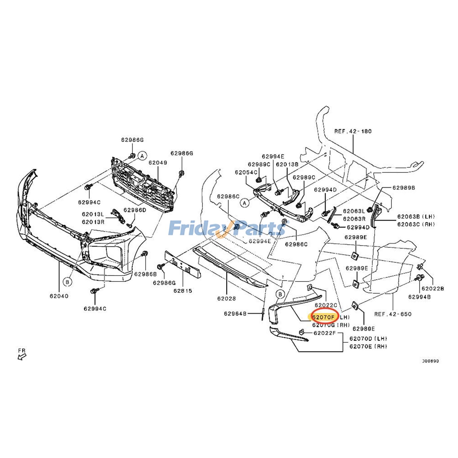 Parachoques 6407A335 para Mitsubishi Truck L200 KK6T 2015-UP Para Mitsubishi