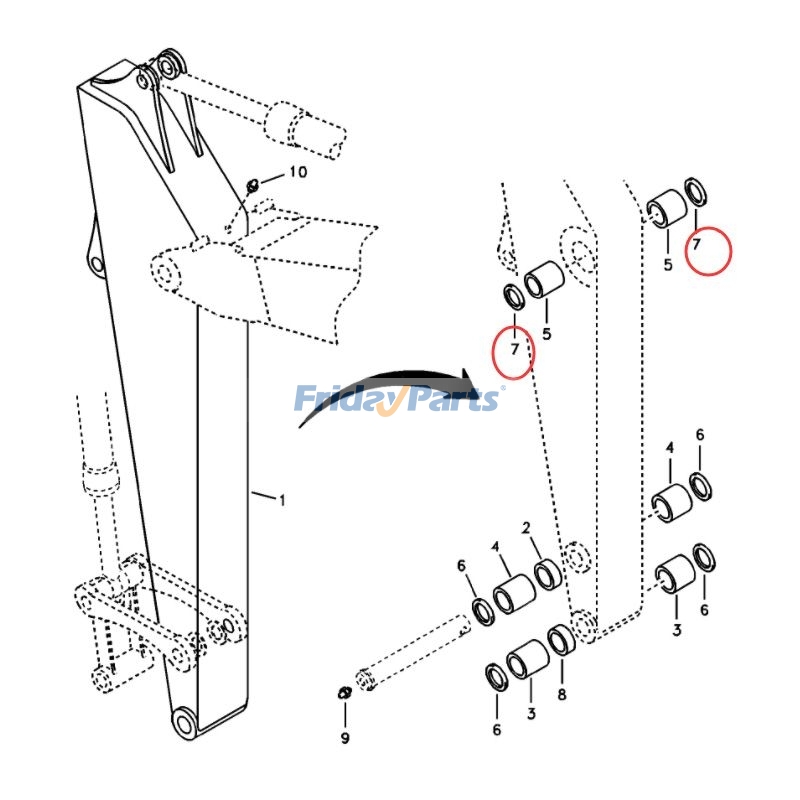 Bushing compatible with Excavator