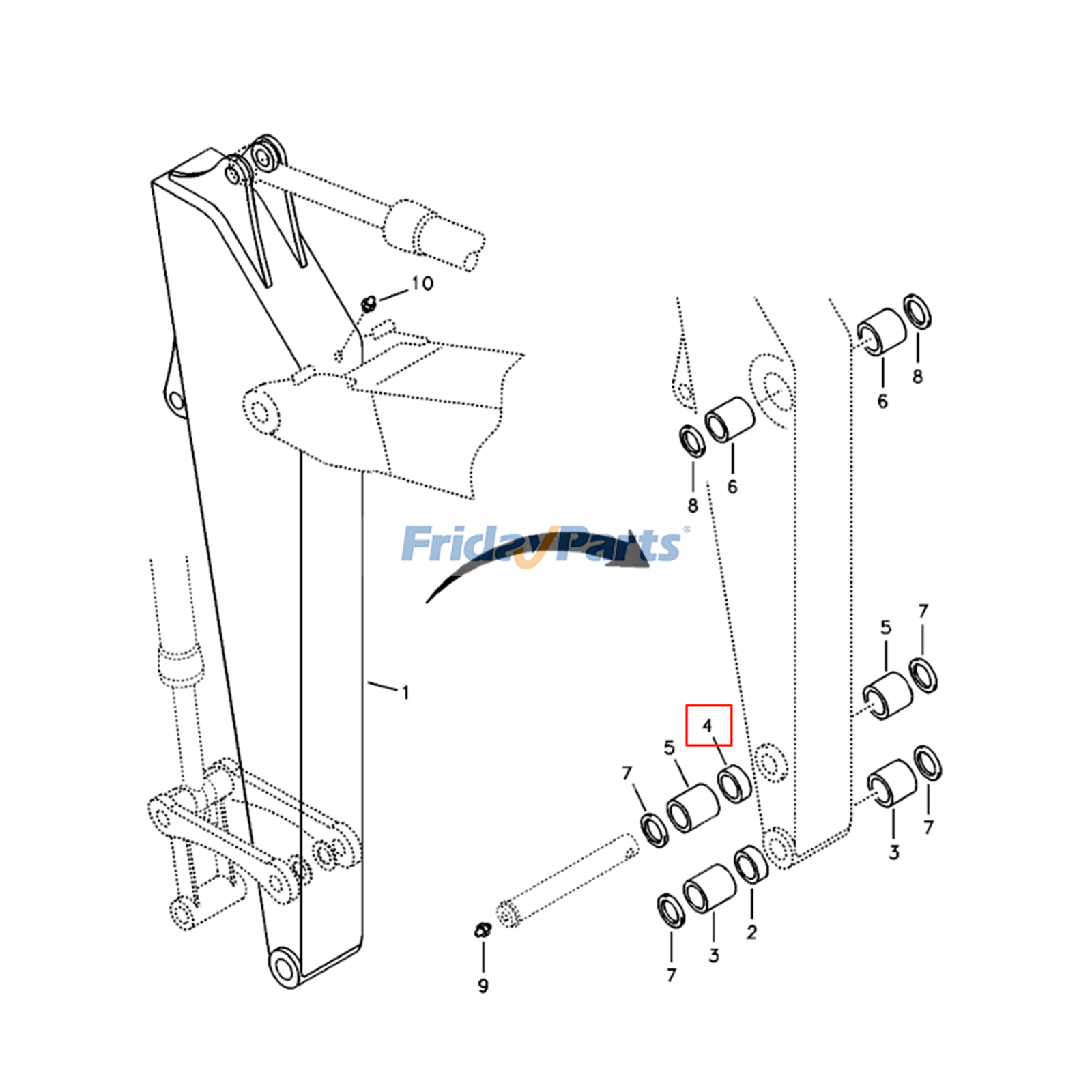 ボルボ掘削機 EC55B EC55C EC55D EC60C EC60D EC60E ECR58 ECR58D EW55B EW60C EW60E用ブッシング VOE14524137