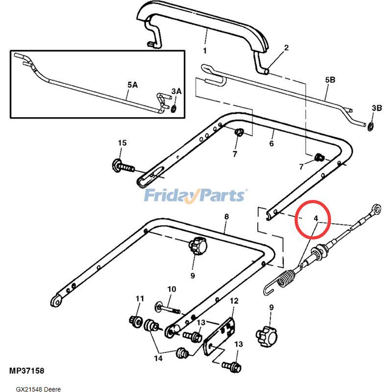 Cable GX21548 for John Deere Walk Behind Mower JX75