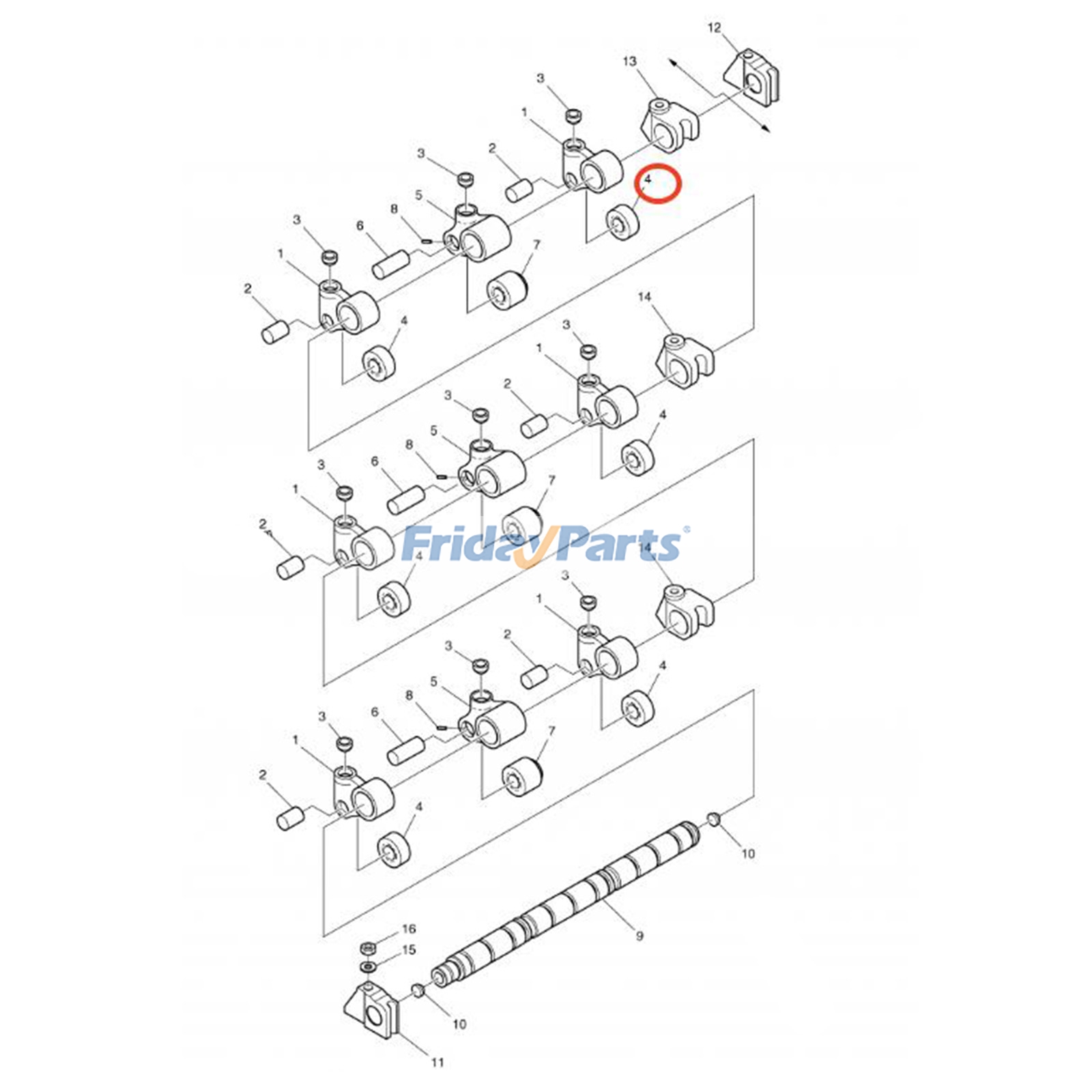 Galet suiveur de camepour Moteur,Pelle,Chargeur