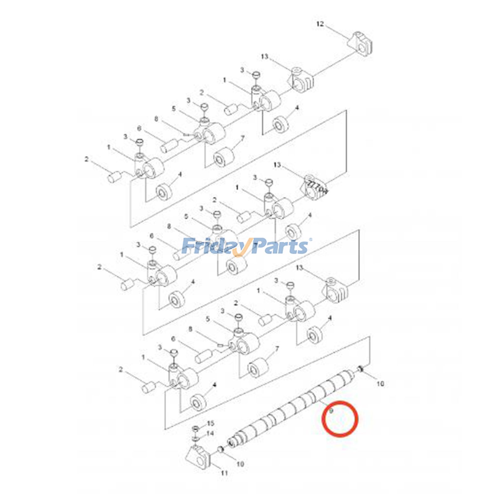 Arbre de suiveur de camepour Moteur,Pelle,Chargeur