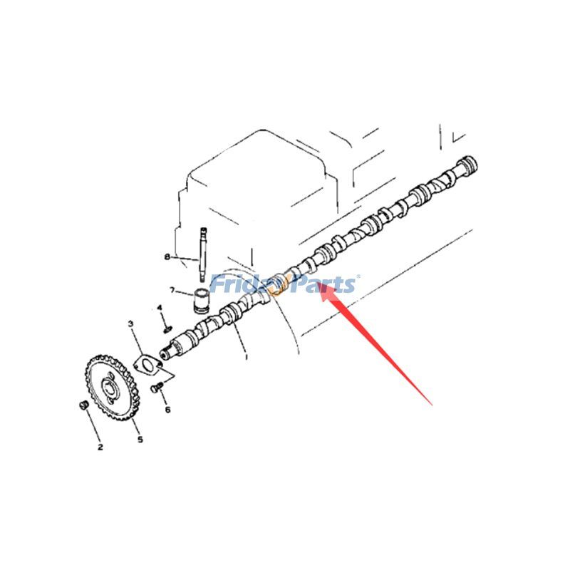 Arbre à cames 6D155pour Moteur