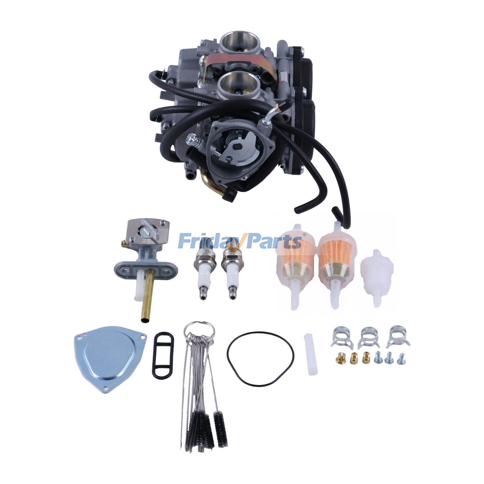 Carburador con filtro de aire y válvula de combustible, llave de purga 5LP-24500-01-00 para Yamaha Raptor 660, 660R y YFM660R (2001-2005) de FridayParts