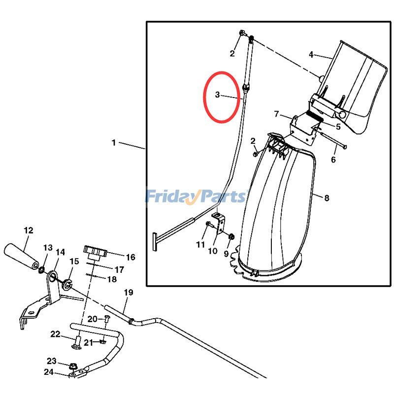 AM134404 Replacement Chute Control Cable For John Deere 44" Snow Blower & X300 Series