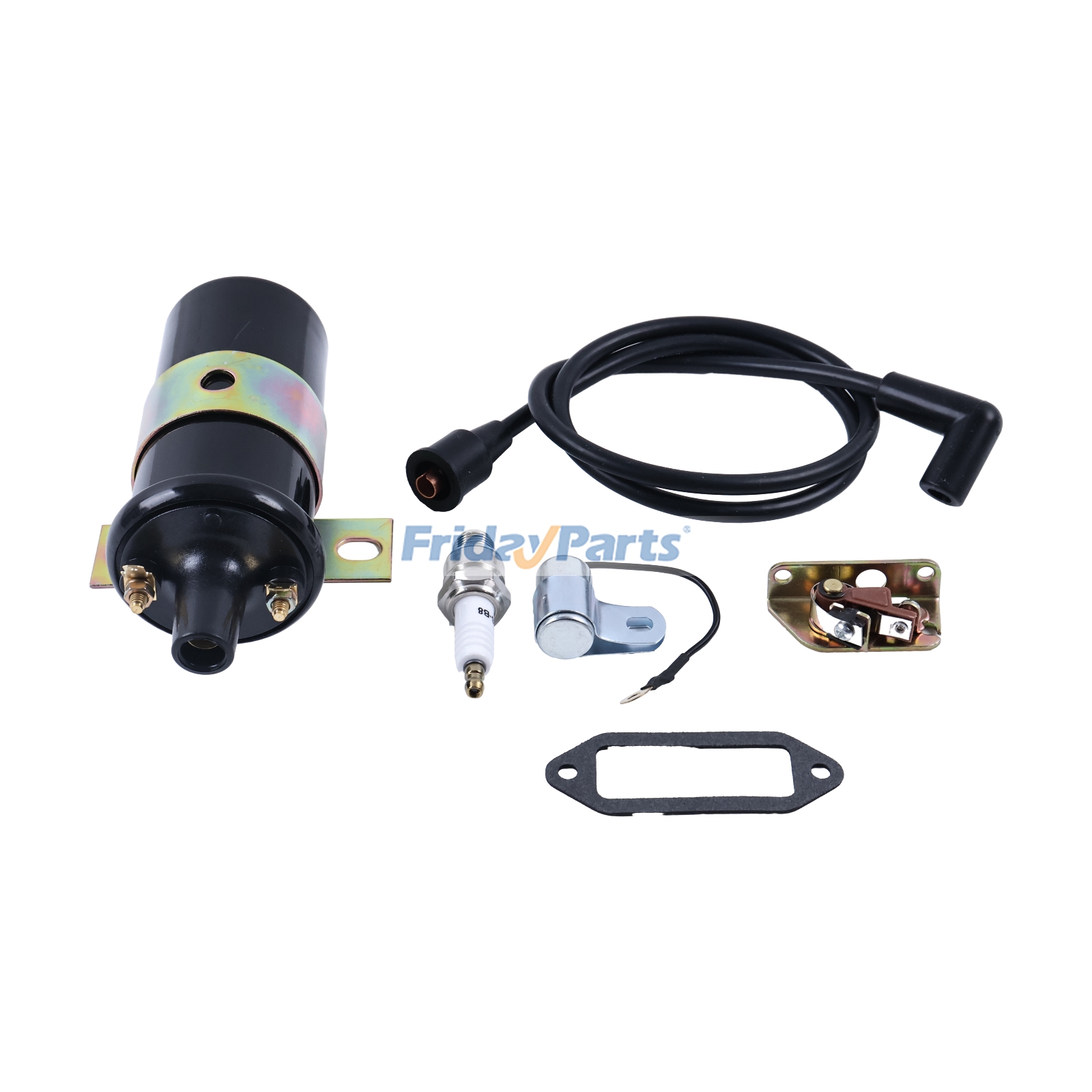 Coil & Points & Condenser & Spark Plug Wire & Cover Gasket compatible with Engine
