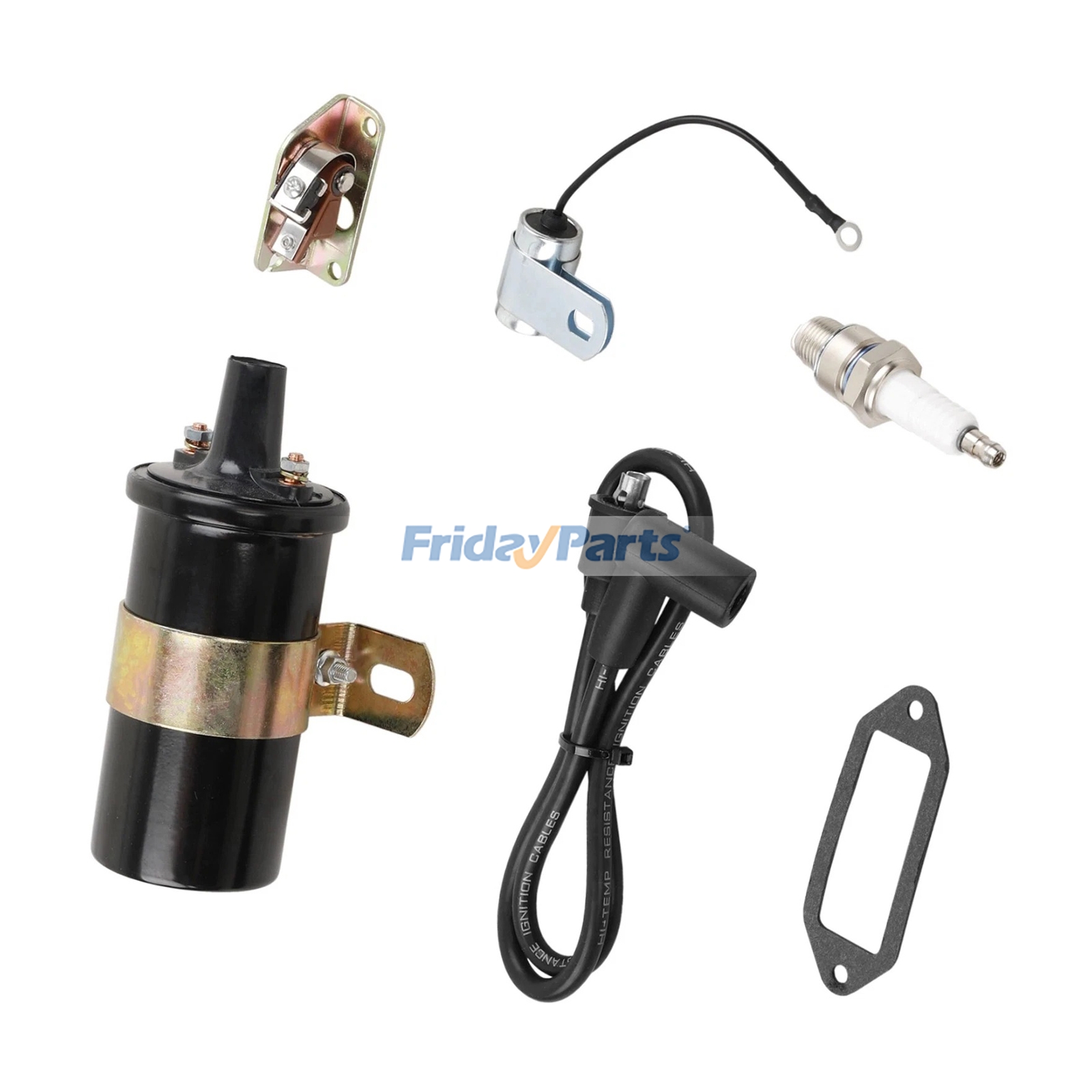 Zündspule, Kontakte, Kondensator, Zündkerzenkabel und Deckeldichtung für Kohler-Motoren K90 K91 K141 K161 K181 K241 K301 K321 K341 K361 K482 K532 K582