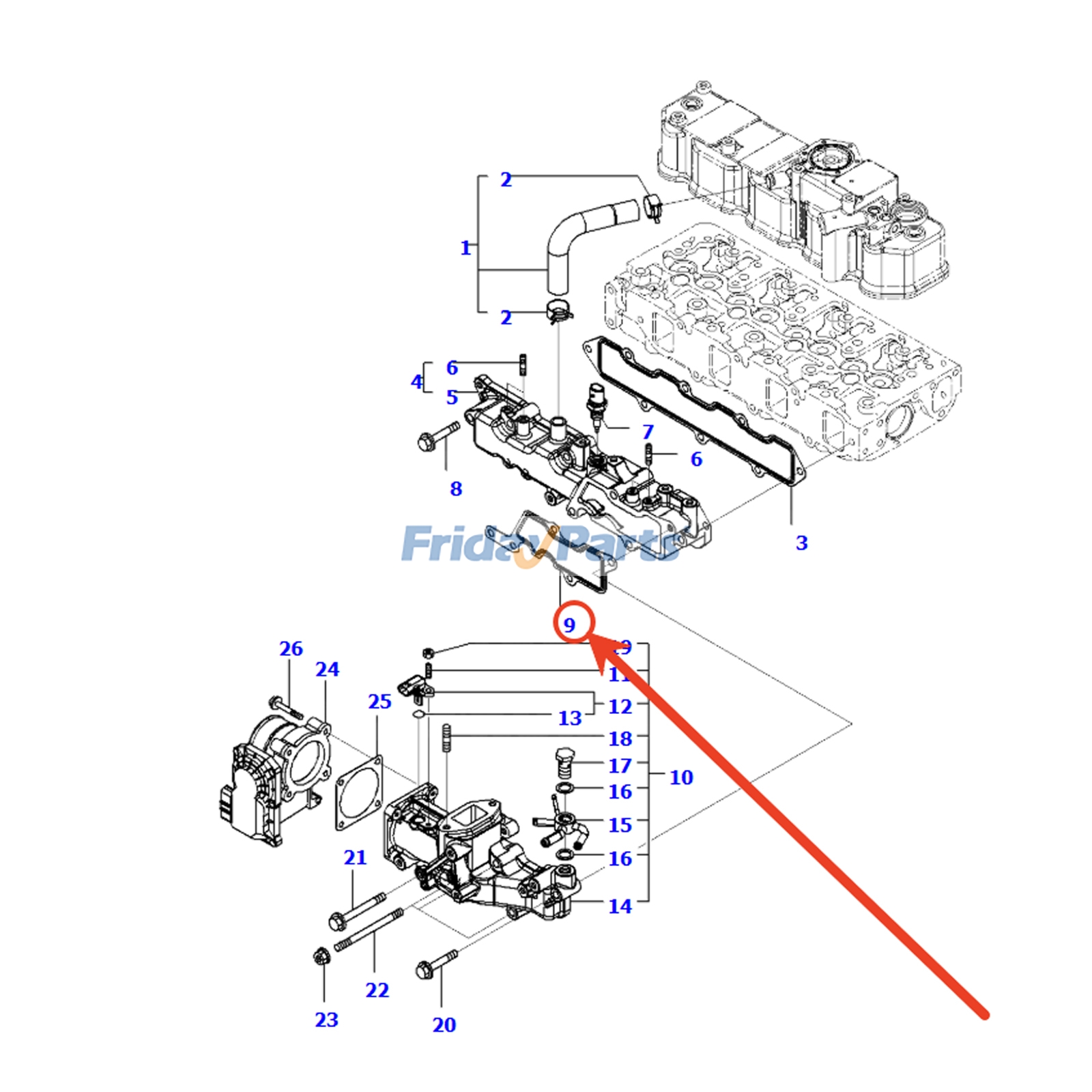 Junta de colector YM129A00-12810 para motor Komatsu 4D88E-7 Excavadora PC45MR-5 PC55MR-5 Calidad superior con 3 años de garantía Para KOMATSU