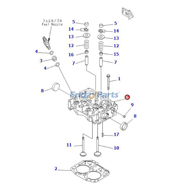 Culata completa 119415-11740 para motor Yanmar 2TNV70 Komatsu 2D70E-5 Thermo King TK270VFM 