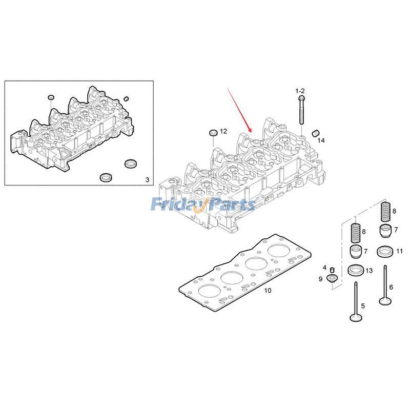Kompletter Zylinderkopf für CASE New Holland FPT&Iveco5 F4CE9484C*J600 F4GE9484A*J613für Motor