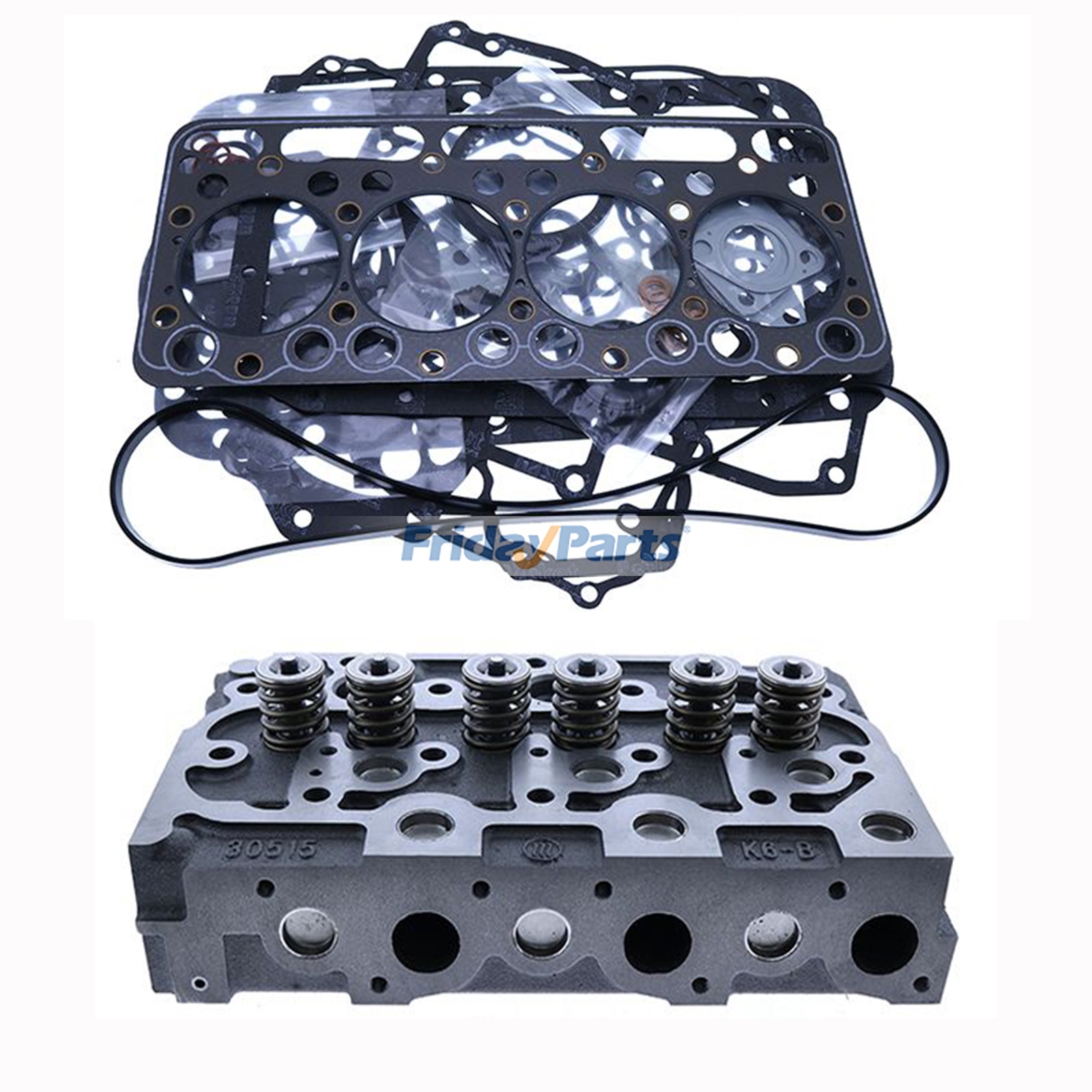 D1402 Engine Complete Cylinder Head with Full Gasket Kit for Kubota KH-66 KH-91 KH-91H Scat Trak 1000HD Mustang 342 New Holland L454 L455