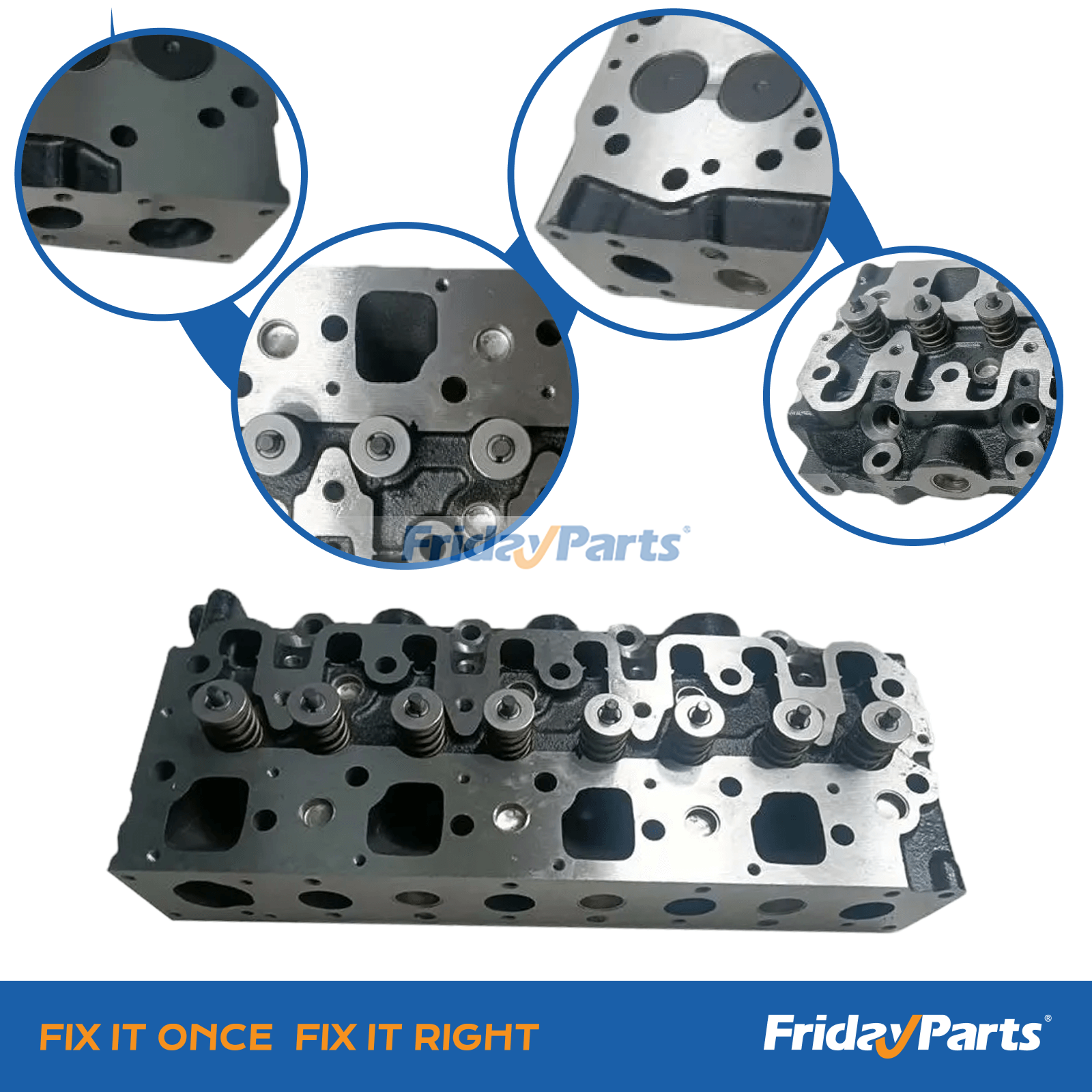 Shibaura N844 cylinder head assembly with valves and springs installed