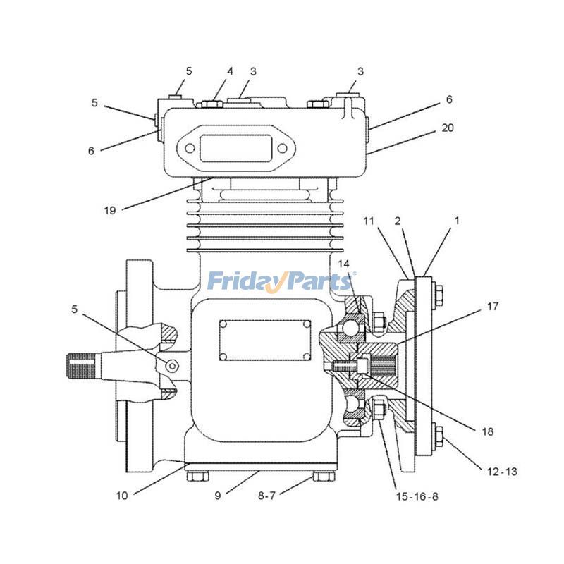 Compra Culata de compresor completa 1082522 para cargadora de ruedas Caterpillar 3304 3306 CAT 518C 950F en Fridayparts