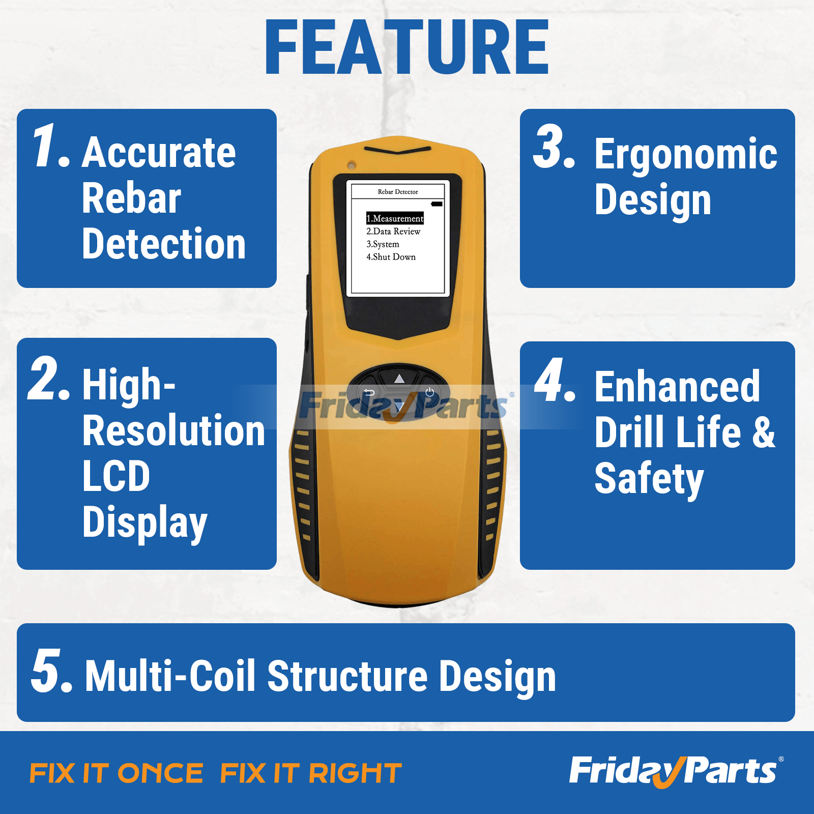 Détecteur de barres d'armature en béton de FridayParts