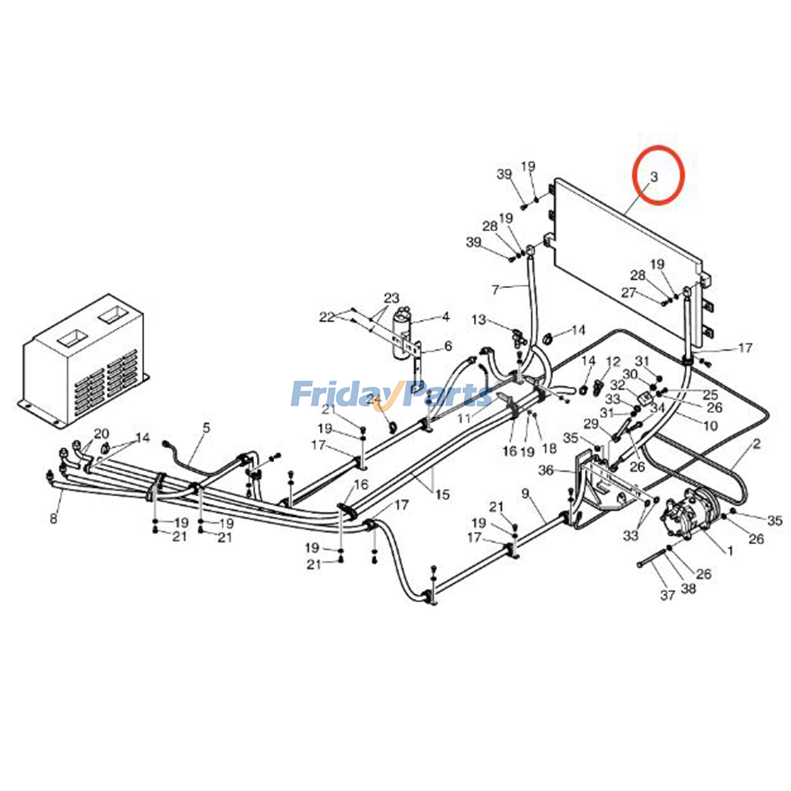 Condensador 440204-00021 para carregadeira Doosan SD300N para Carregadora 
