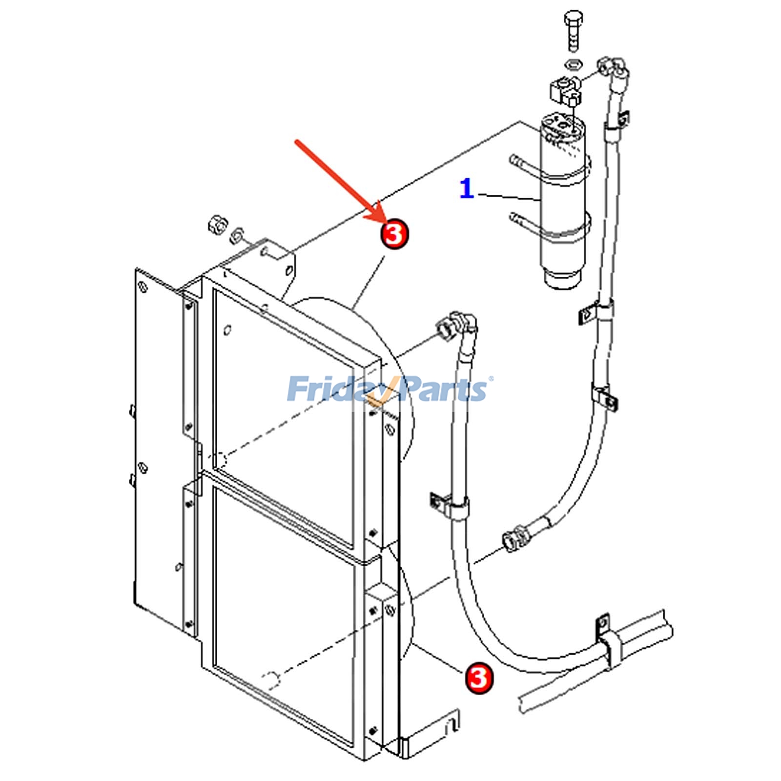 Conjunto do condensador 421-07-31230 para motoniveladora Komatsu GD825A-2, carregadeira WA380-5, WA400-5, WA430-5, WA430-6, WA450-5L, WA470-5, WA480-5 para Carregadora ,Motoniveladora