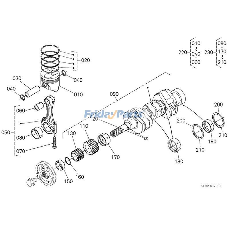 Conjunto de biela 16292-22016 para motor Kubota D1105 Excavadora KX71-3S U25S U27-4 para Motor,Excavadora,Cortacésped,Tractor,Vehículo utilitario Para KUBOTA FridayParts