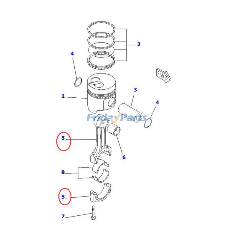 Biela YM119265-23100 para motor Komatsu 2D68E 3D68E PC12R-8 PC15R-8 Excavadora Para KOMATSU