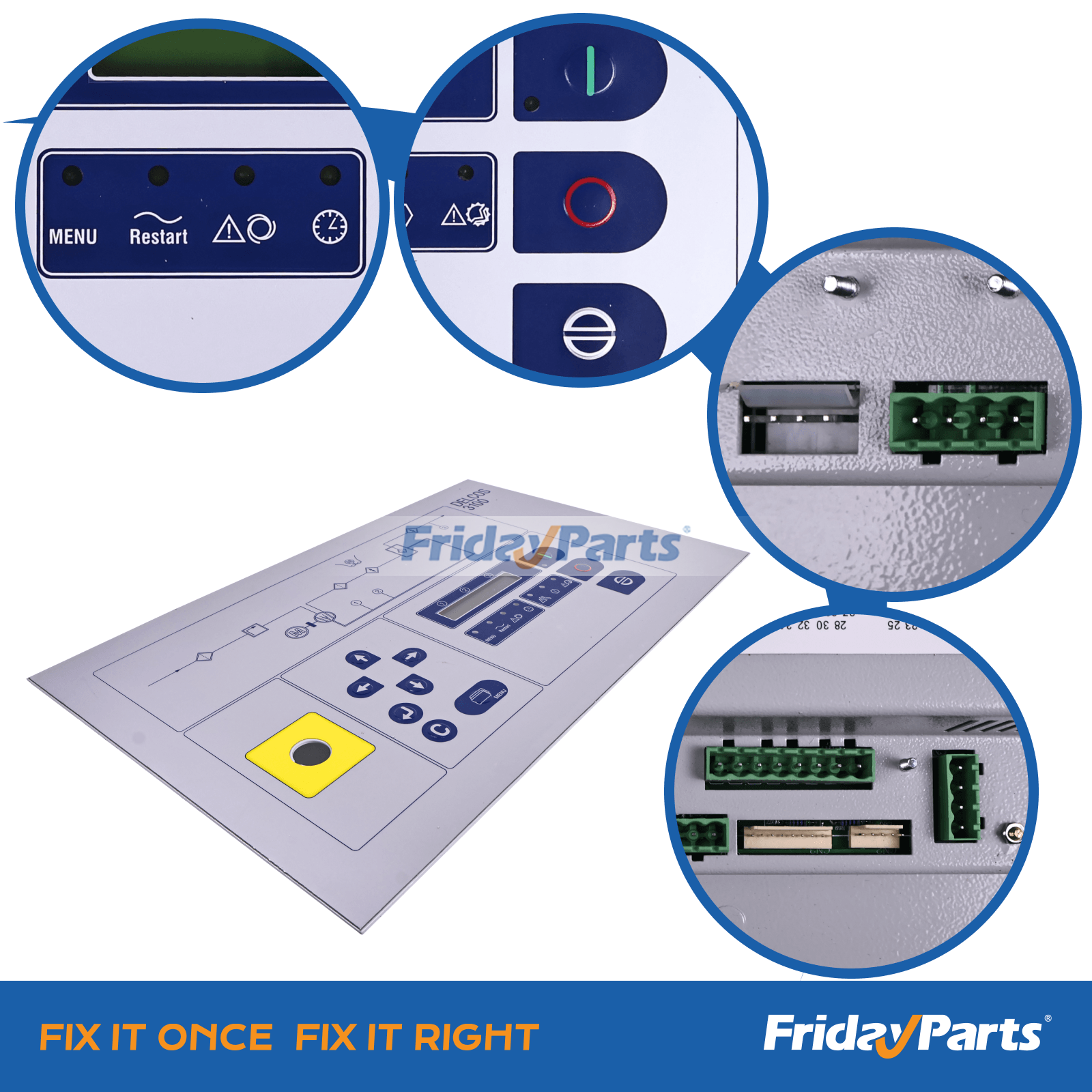 Connector and terminal view of CompAir 100005506 control panel for Delcos 3100