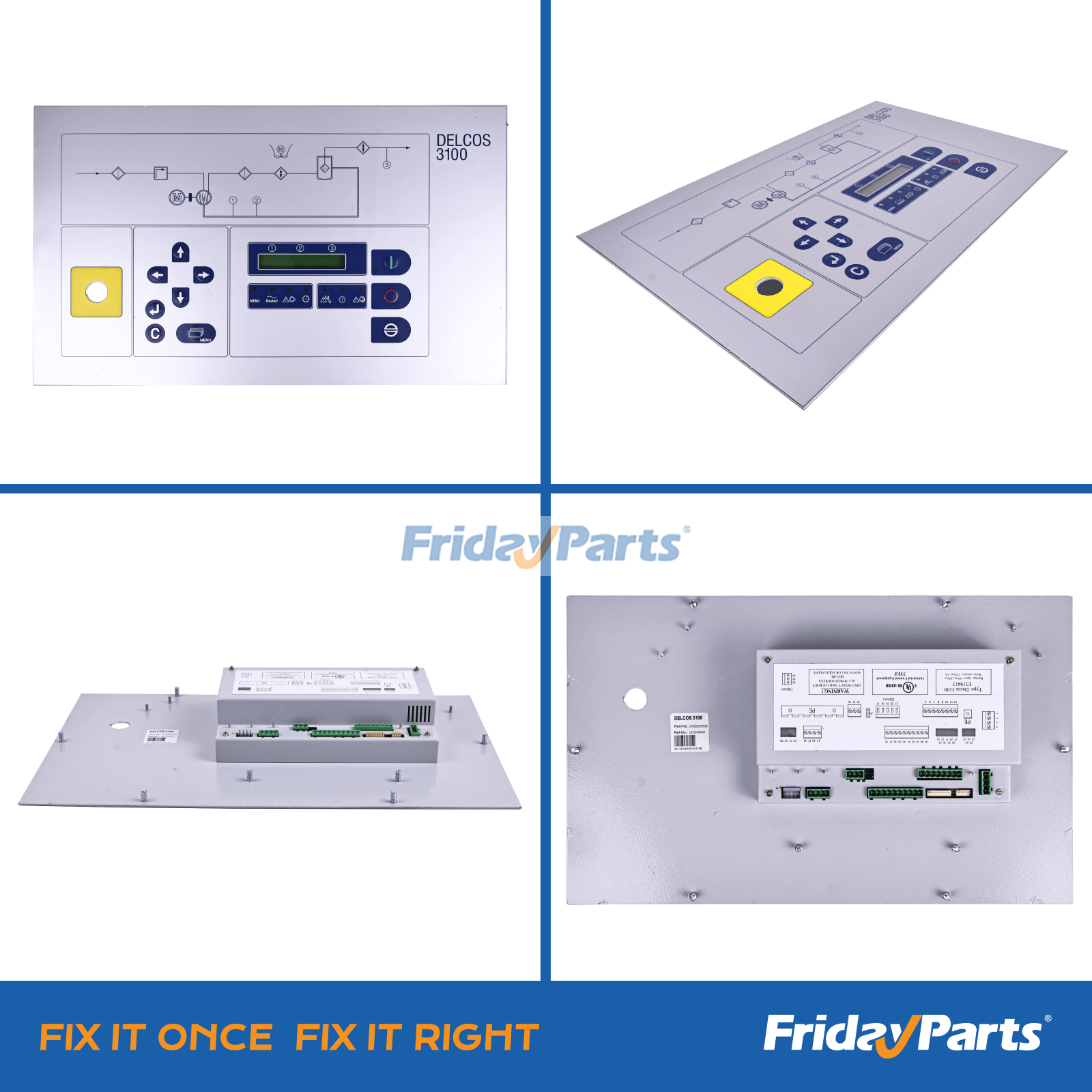 Close-up detail of CompAir 100005506 control panel for Delcos 3100 air compressor