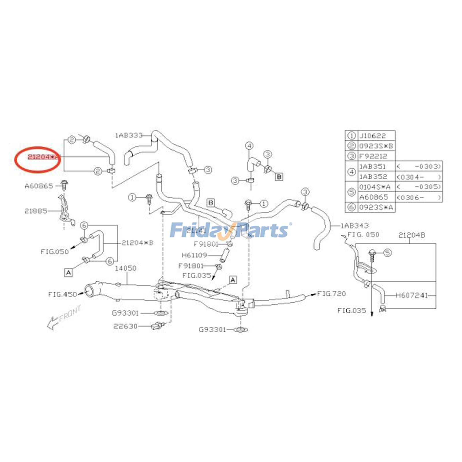 FridayParts Coolant Tank Water Hose