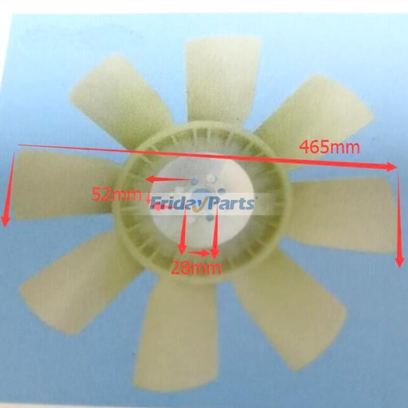 Aspa del ventilador de refrigeración 129953-44710 para motor Yanmar 4TNE98 4TNE98-T 4TNV94L 4TNV98 4TNV98C 4TNV98CT 4TNV98T Para DOOSAN