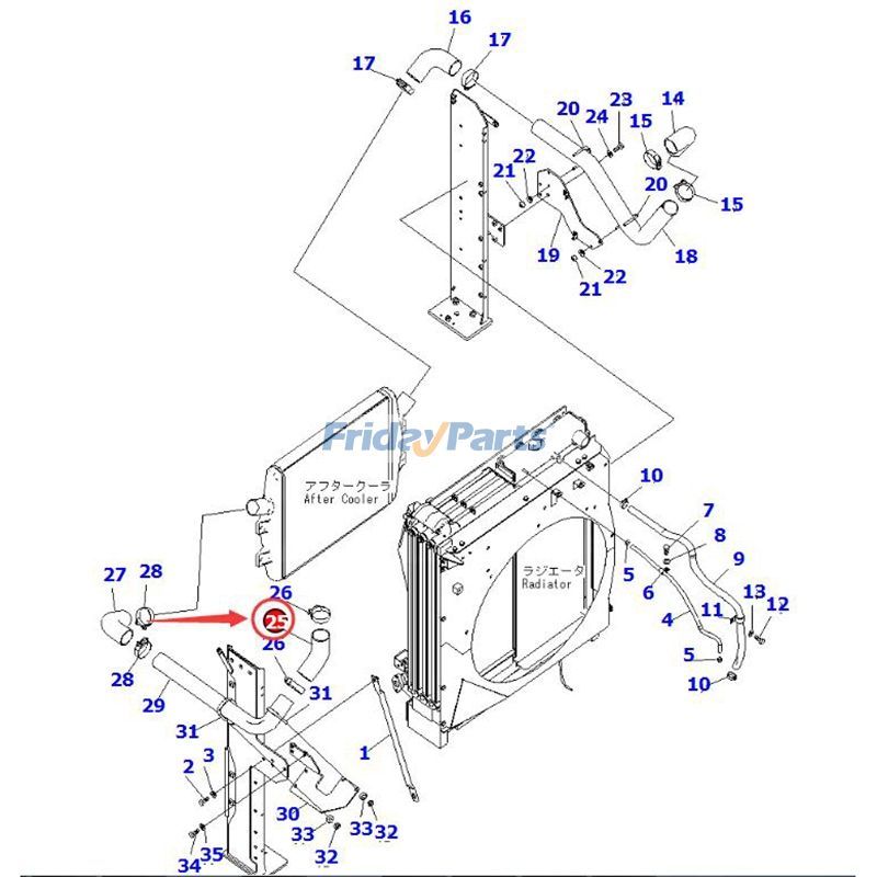 Kühlschlauch 208-03-76660 für Komatsu PC400-8 PC400LC-8 PC430-8 PC450-8 PC450LC-8 PC460LC-8 PC500LC-8 PC550LC-8