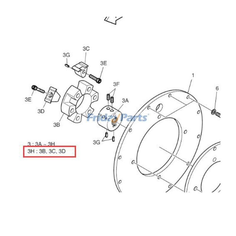 FridayParts Kupplungsbaugruppe für Komatsu Doosan Daewoo SOLAR55 SOLAR70-III SOLAR75-V