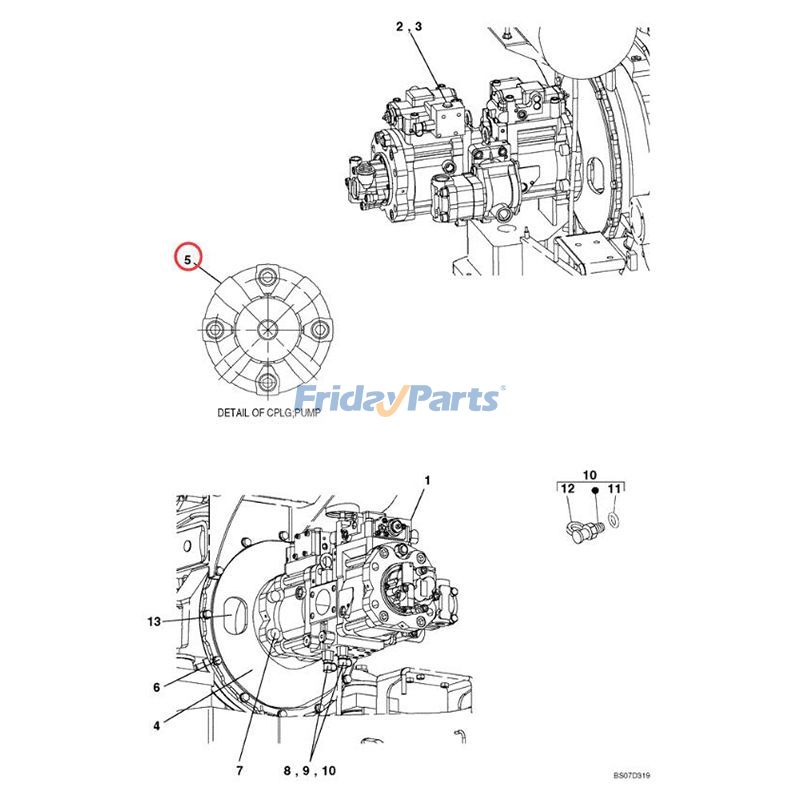 Kupplungsbaugruppe KMJ2660 für CASE Bagger CX130B CX135SR CX160B CX160Cfür Für CASE