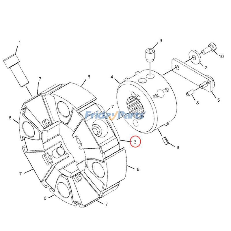 FridayParts Kupplungselement Gummisäule CAT 36D2