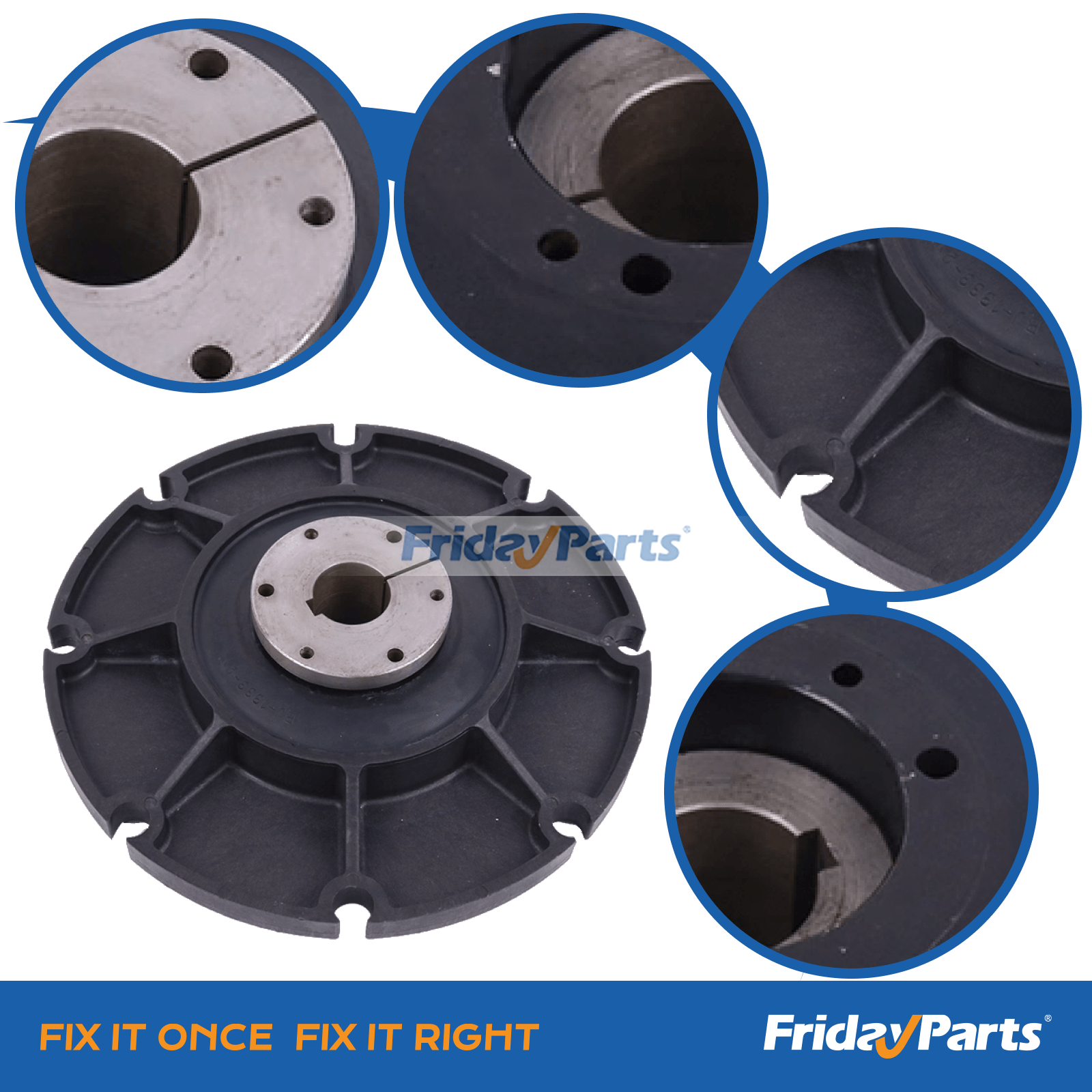 Close-up detail of coupler LCD-0075-47-C for Sullair 185 and Ingersoll Rand P185 air compressor