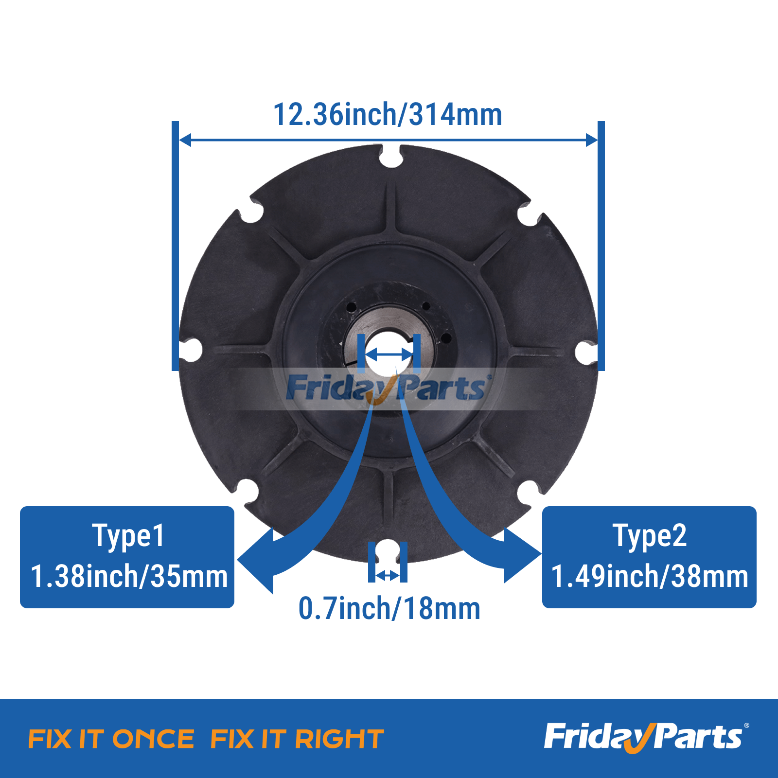 Dimension drawing of coupler LCD-0075-47-C for Sullair 185 and Ingersoll Rand P185 air compressor