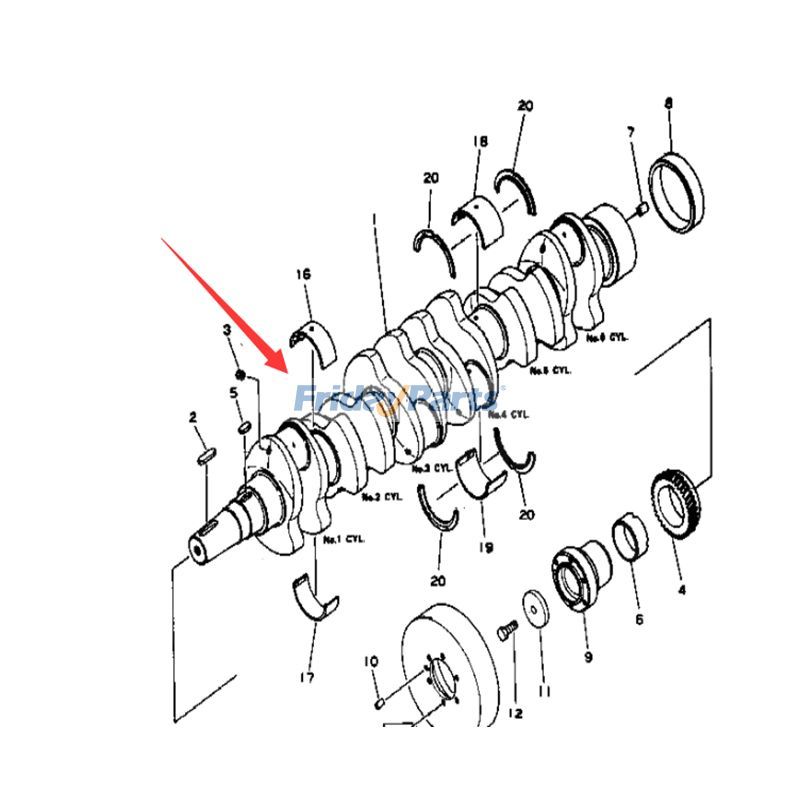 Cigüeñal 6127-31-1012 para motor Komatsu 6D155