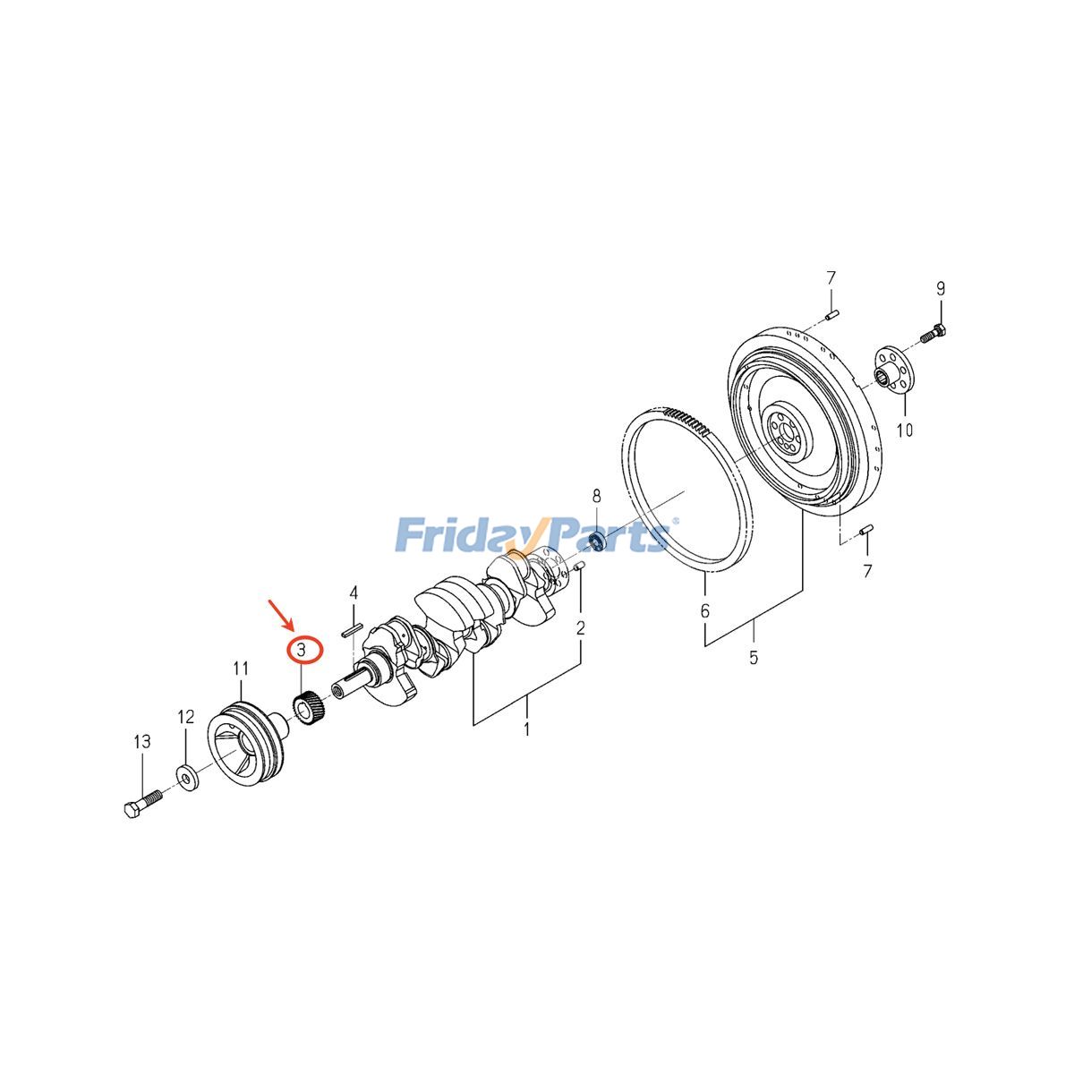 Crankshaft Gearpour Tracteur