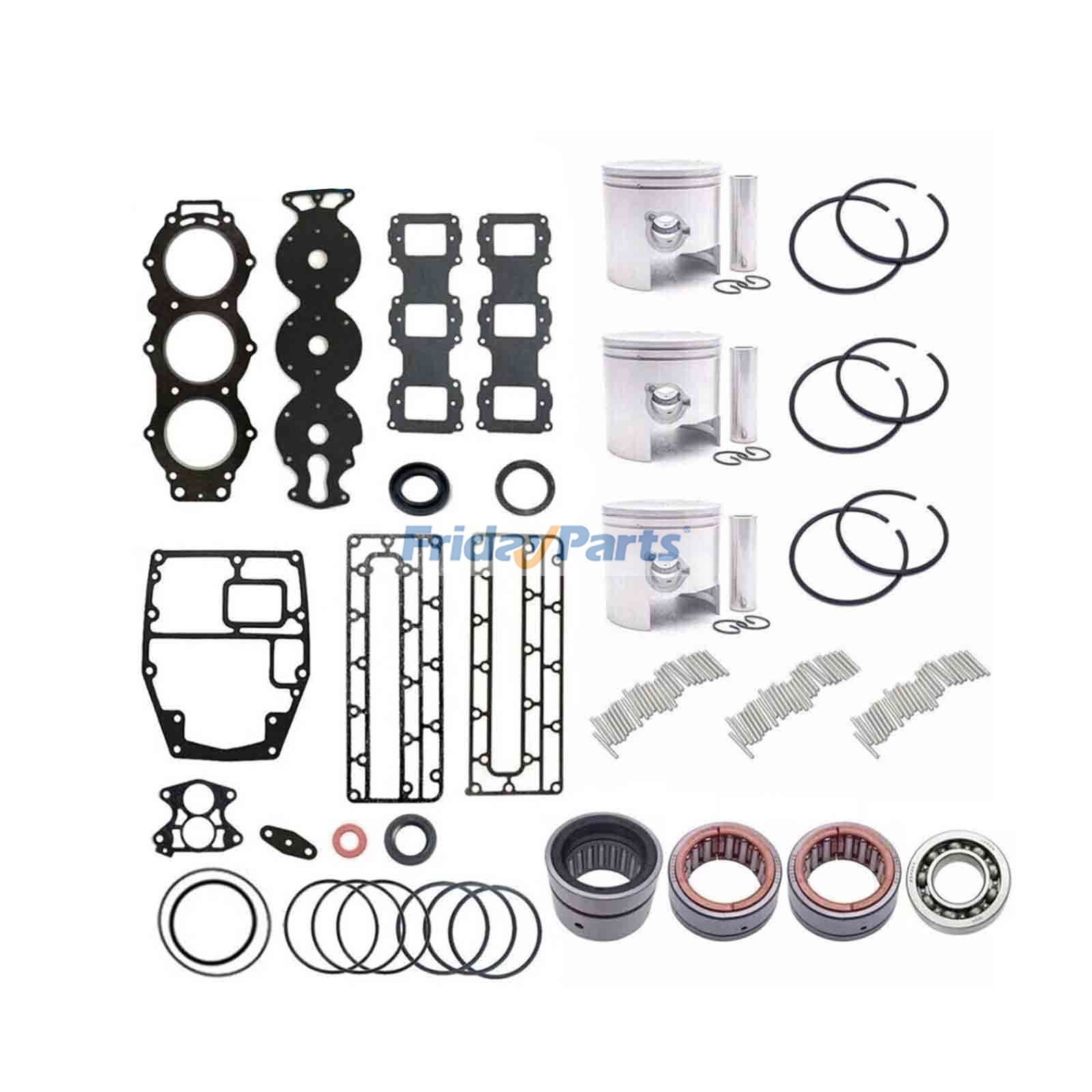 Kit de reconstruction de vilebrequin et de culasse 688-11631 688-W0001 93306-636U4 93306-206U5 pour moteur hors-bord Yamaha 2 temps 3 cylindres 90 CV 90AET 90AETO
