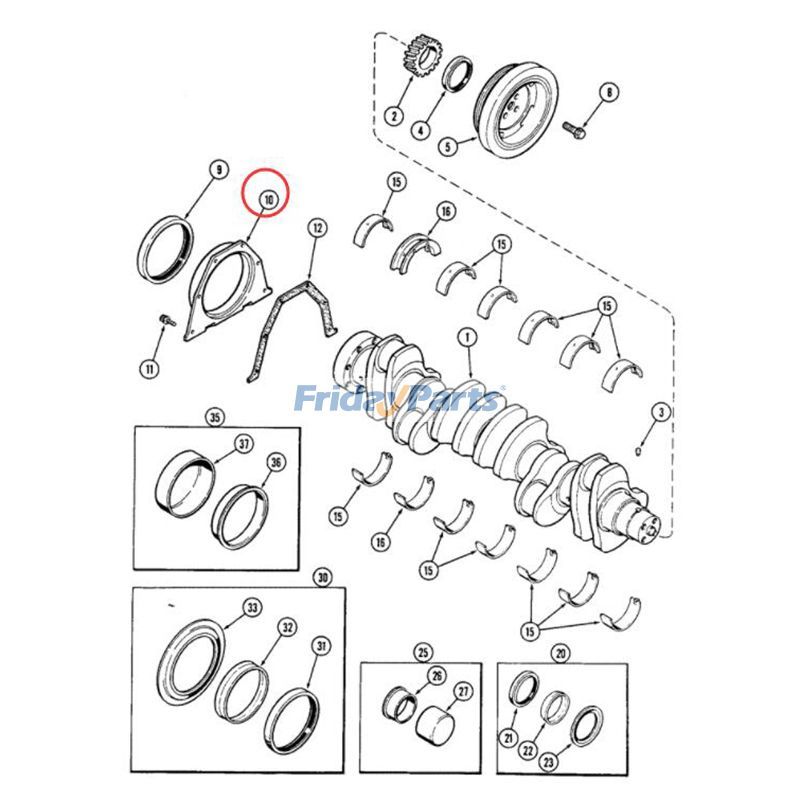 FridayParts Crankshaft Rear Cover Seat 9010 9020 9030 1088 888 1085B 1086B