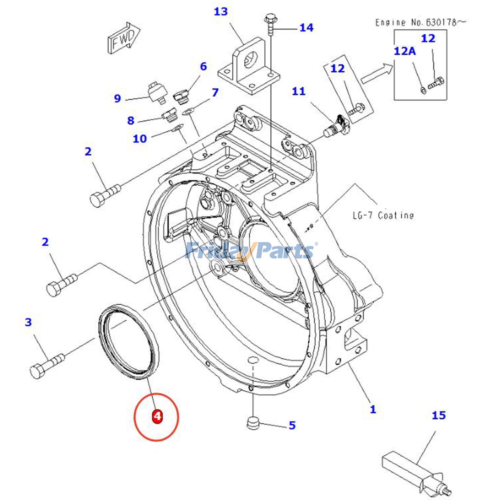 Sello trasero del cigüeñal 6151-21-4150 para motor Komatsu SAA6D140E SAA6D125E, generador DCA-300SSK y excavadora PC400-7. Para KOMATSU