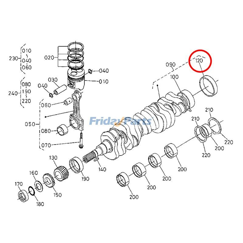 FridayParts Kurbelwellenhülse M5700 M6040F M6060HD M7040HD M7060HD