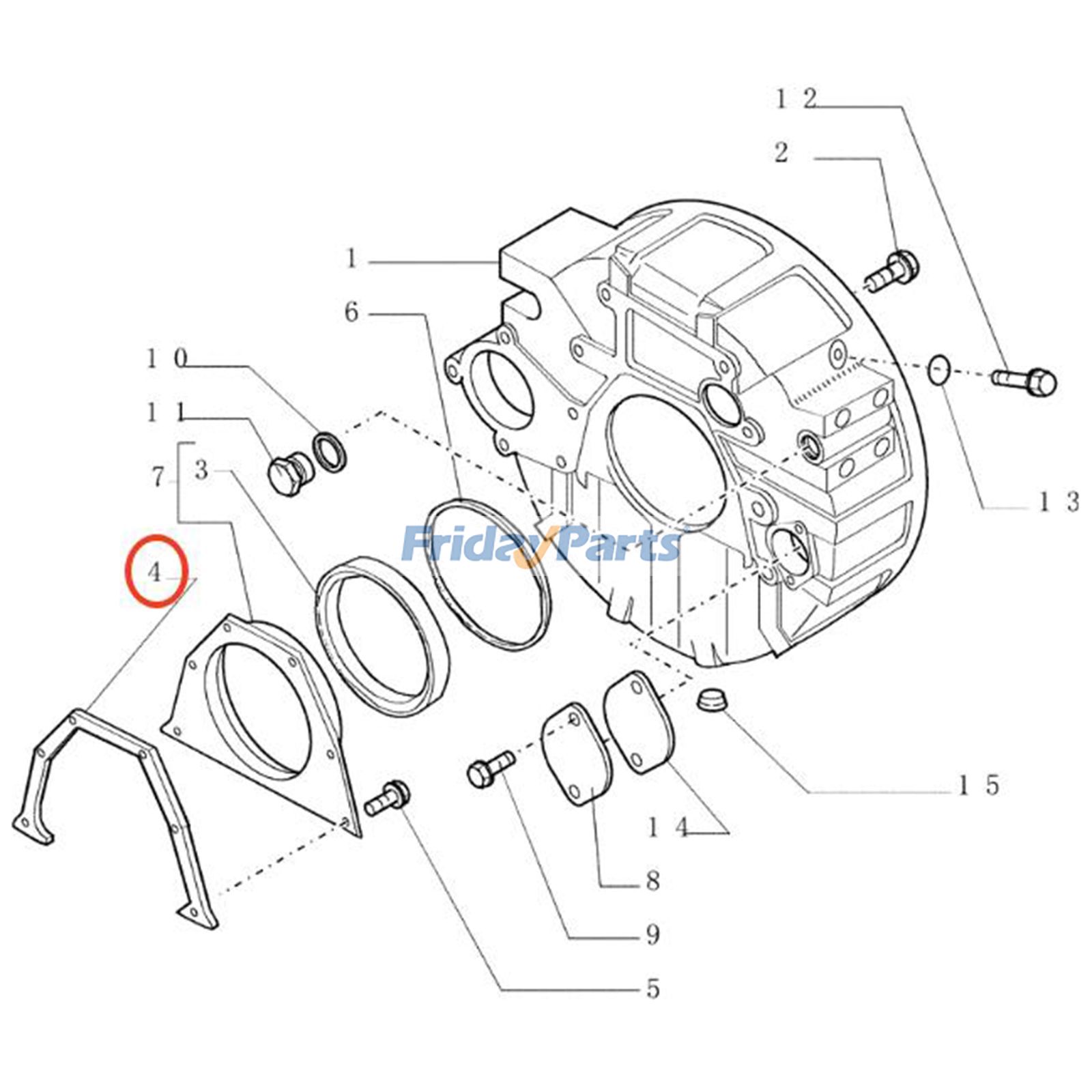 Junta da tampa do virabrequim J938159 para escavadeira CASE CX130 CX290, trator 5150 MX110 MX135 e carregadeira 580E. para Trator de Esteiras,Escavadora ,Empilhadeira ,Colheitadeira,Carregadora ,Motoniveladora,Trator