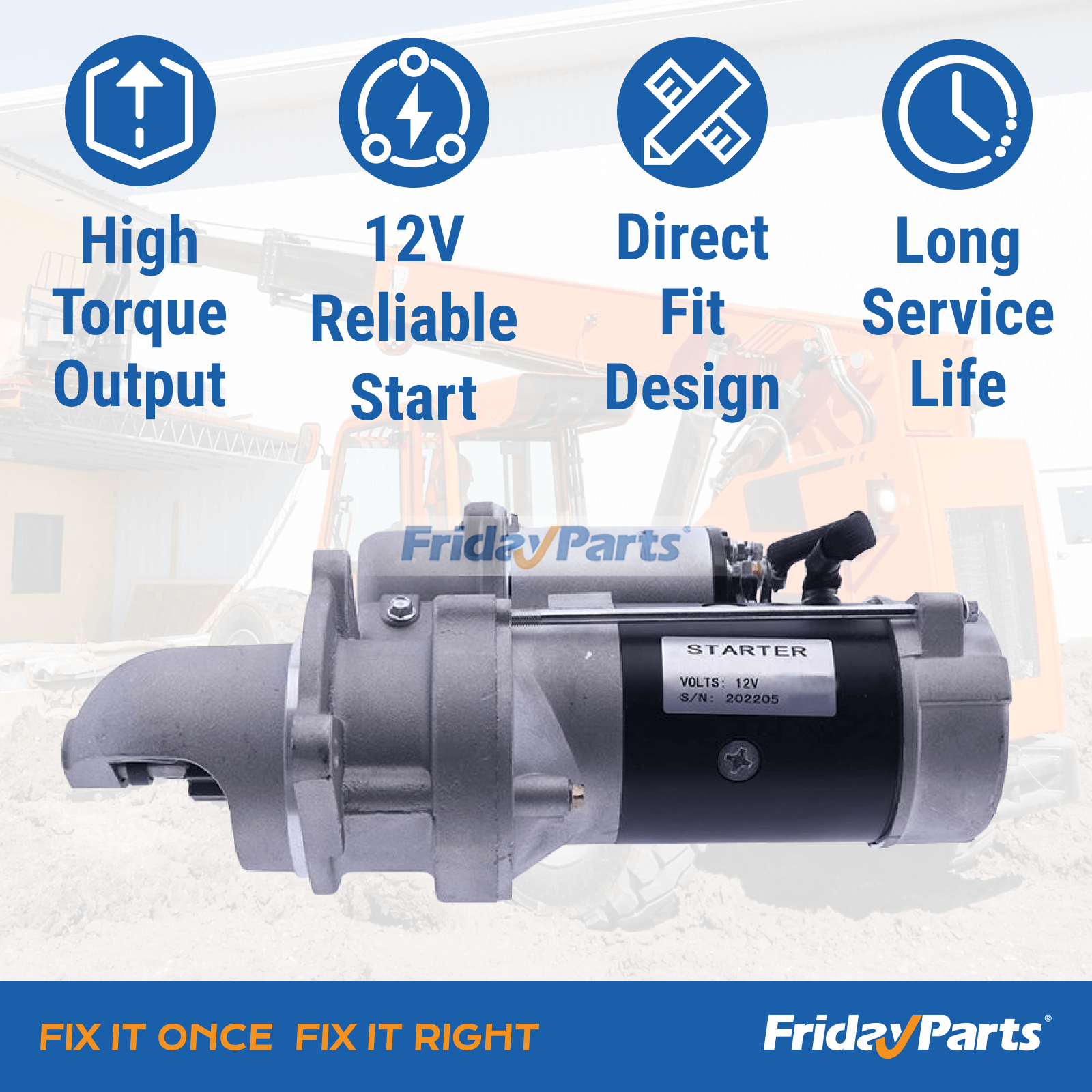 Arrancador de 12V 10T 10732572 P32572 para manipulador telescópico JLG 10044C 10054C 10K-42 10K-54 644B 6K-37 844C-42 8K-42 Para JLG